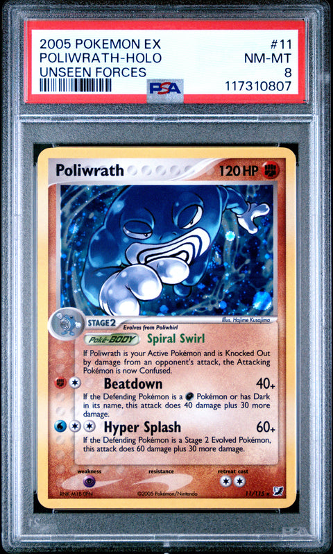 2005 Pokemon Ex Unseen Forces Poliwrath-Holo #11 PSA 8