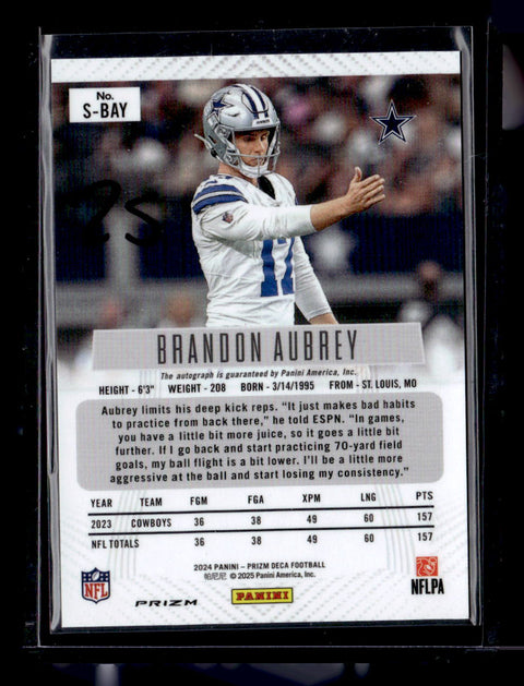 2024 Panini Prizm Deca #S-BAY Brandon Aubrey Signatures Silver Prizms