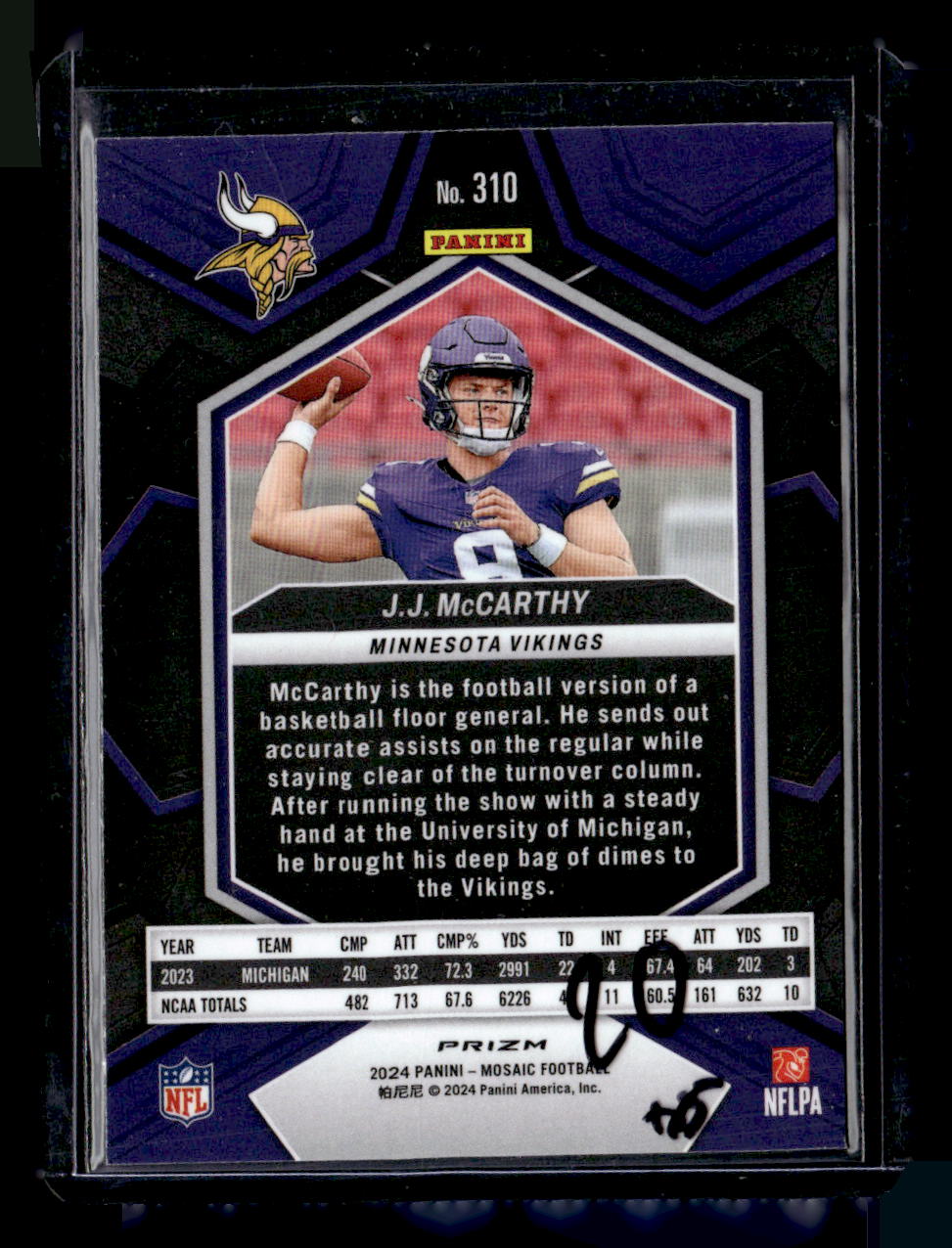 2024 Panini Mosaic #310 J.J. McCarthy Red Camo