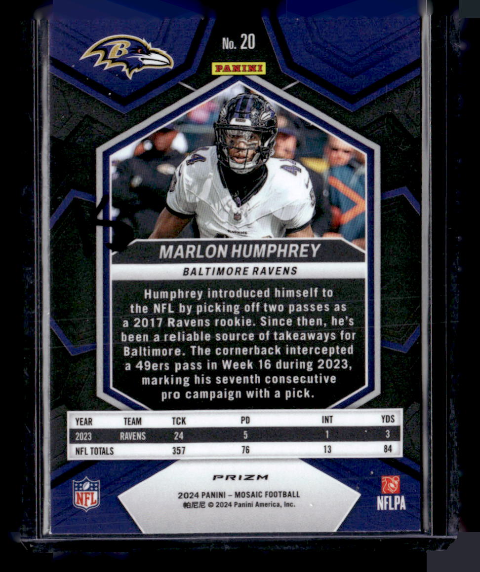 2024 Panini Mosaic #20 Marlon Humphrey Honeycomb Prizm