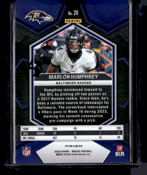 2024 Panini Mosaic #20 Marlon Humphrey Honeycomb Prizm