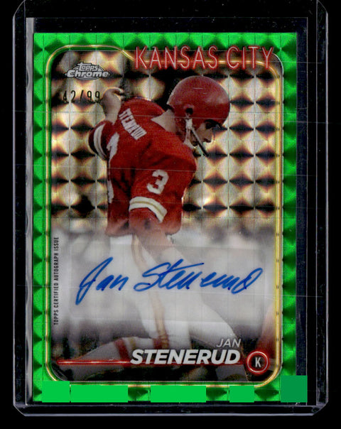2024 Topps Chrome #BA-JST Jan Stenerud Green Geometric Refractor Auto #/99