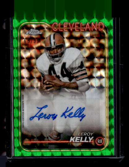 2024 Topps Chrome #34 Leroy Kelly Green Geometric Refractor Auto #/99