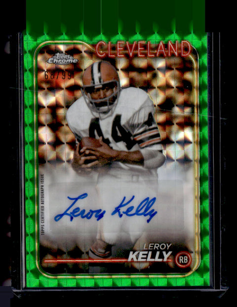 2024 Topps Chrome #34 Leroy Kelly Green Geometric Refractor Auto #/99