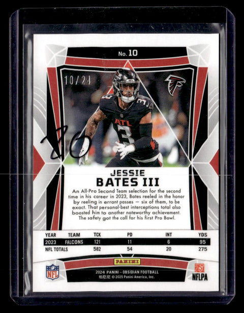 2024 Panini Obsidian #10 Jessie Bates III Orange Flood /24