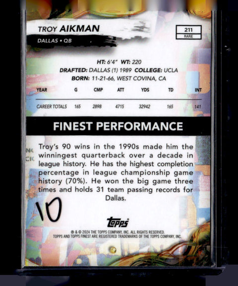 2024 Topps Finest #211 Troy Aikman Purple /125