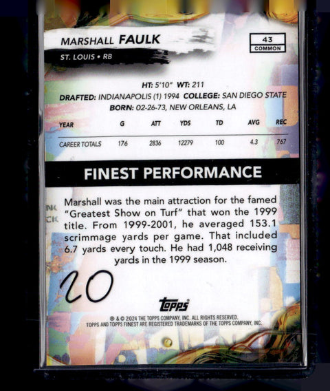 2024 Topps Finest #43 Marshall Faulk Red Geometric /10