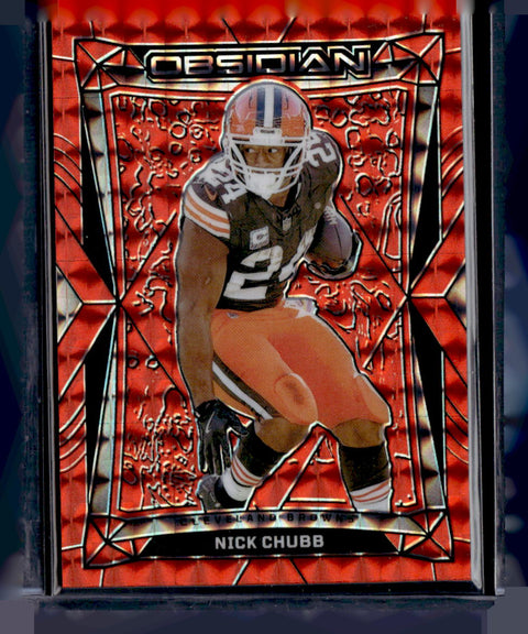 2024 Panini Obsidian #44 Nick Chubb Orange Flood /24