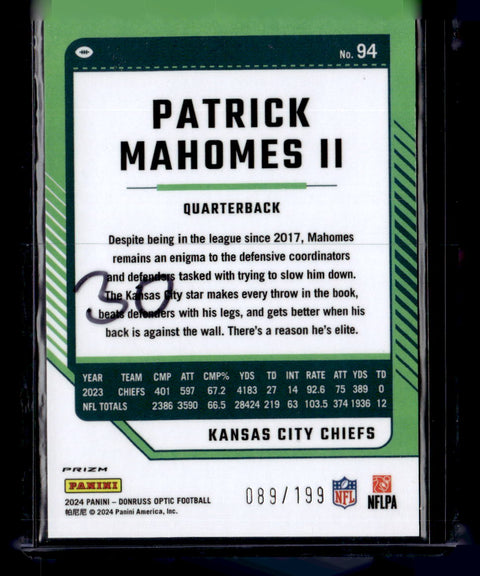 2024 Donruss Optic #94 Patrick Mahomes II Purple #/60