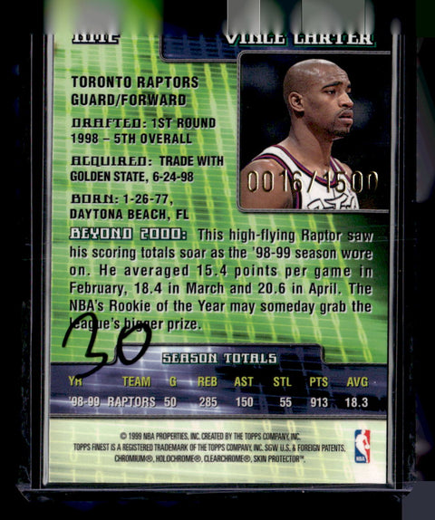 1999 Topps Finest #NM2 Vince Carter New Millennium