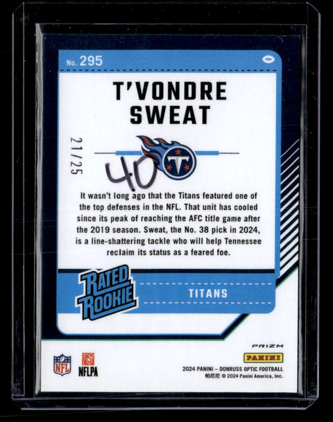 2024 Donruss Optic #296 T'Vondre Sweat Black Pandora /25