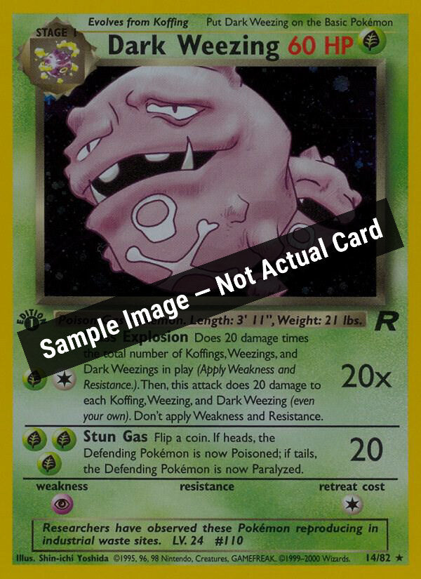 Pokemon,Team Rocket,Dark Weezing (14) - 14/82,Unlimited Holofoil,Lightly Played — Sample Image, Not Actual Card