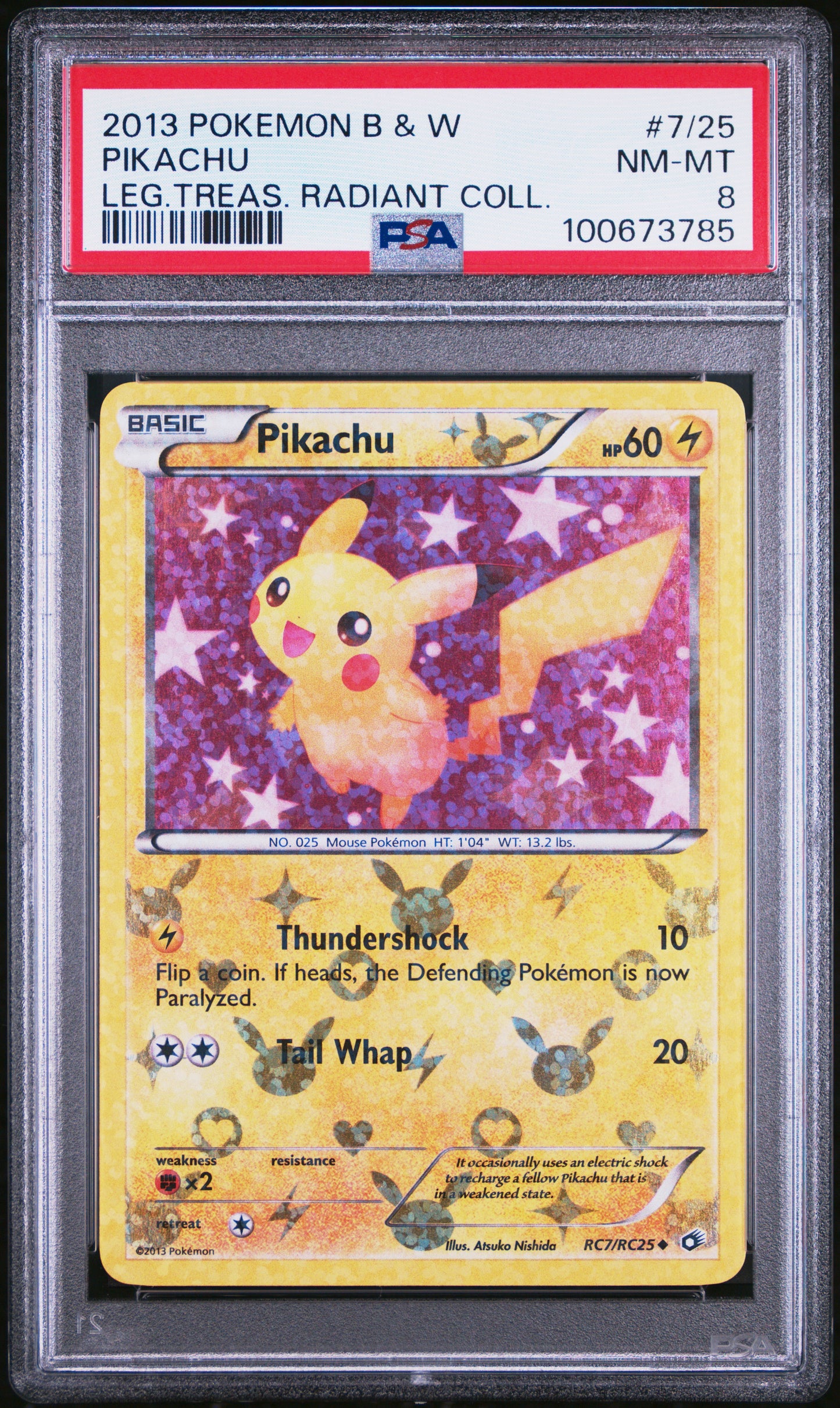 2013 Pokemon Black & White Legendary Treasures Radiant Collection #RC7 Pikachu Leg.Treas. Radiant Coll. PSA 8