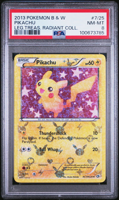 2013 Pokemon Black & White Legendary Treasures Radiant Collection #RC7 Pikachu Leg.Treas. Radiant Coll. PSA 8