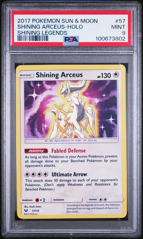 2017 Pokemon Sun & Moon Shining Legends #57 Shining Arceus-Holo Shining Legends PSA 9