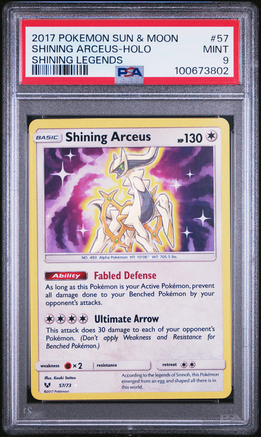 2017 Pokemon Sun & Moon Shining Legends #57 Shining Arceus-Holo Shining Legends PSA 9