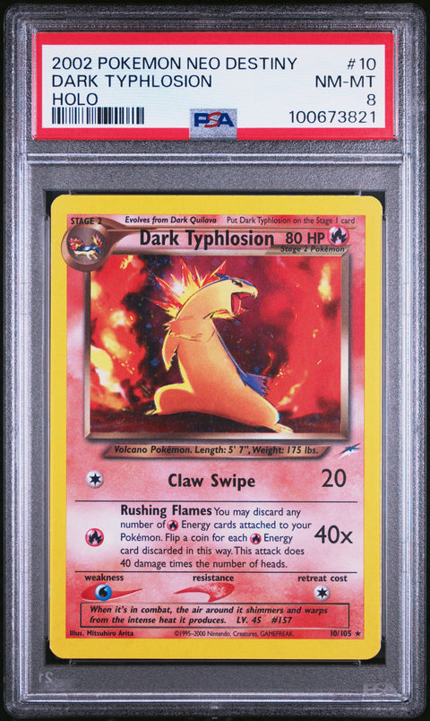 2002 Pokemon Neo Destiny #10 Dark Typhlosion Holo PSA 8