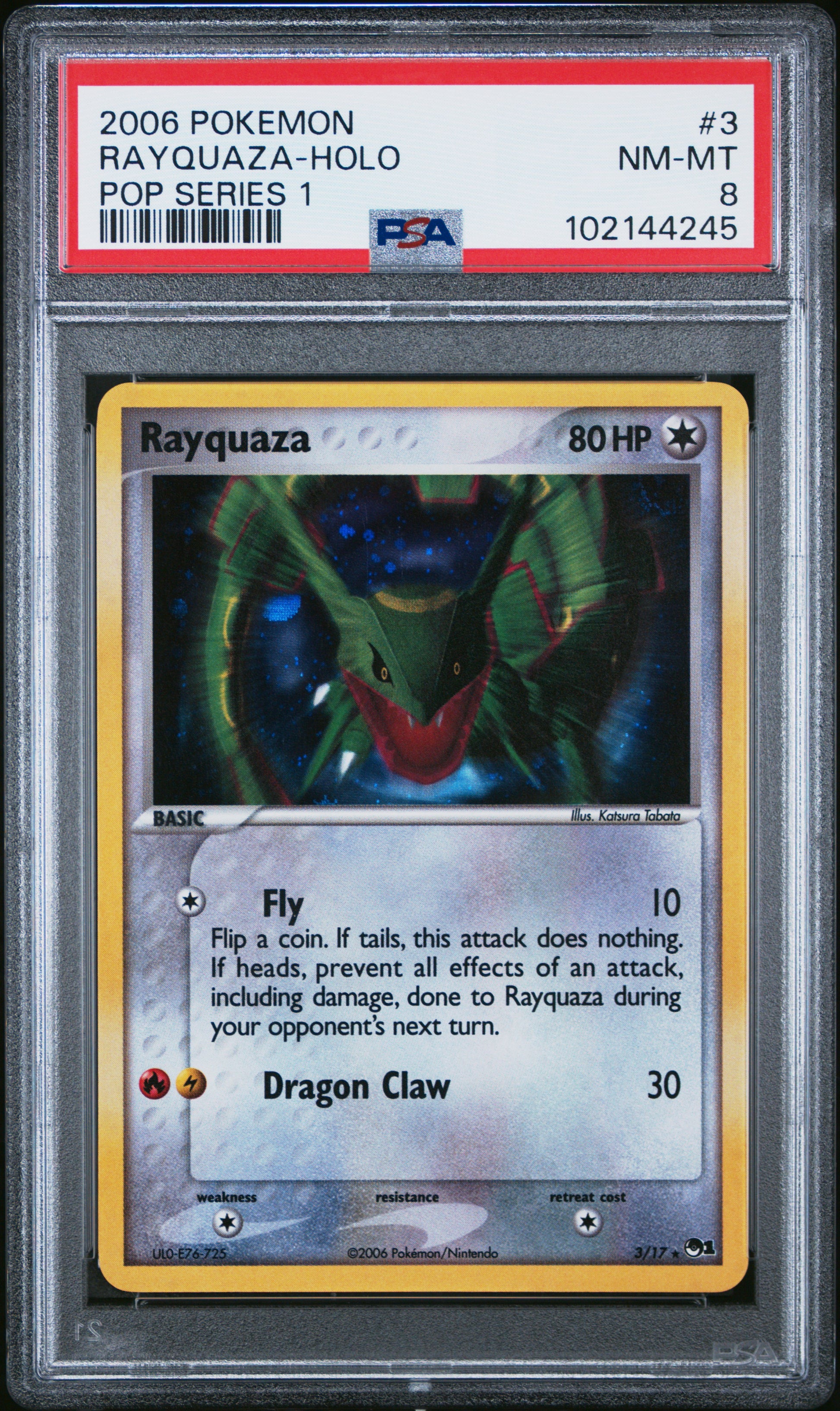 2006 Pokemon Pop Series 1 #3 Rayquaza-Holo Pop Series 1 PSA 8