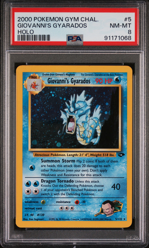 2000 Pokemon Gym Challenge Giovanni'S Gyarados #5 PSA 8