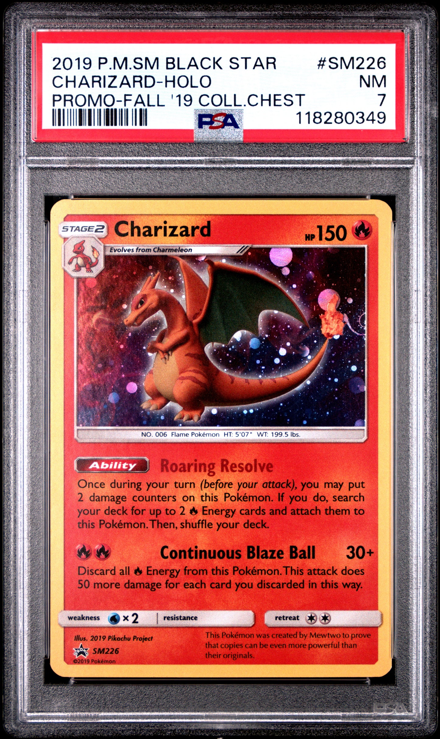 2019 Pokemon Sm Black Star Promo Charizard-Holo #SM226 PSA 7