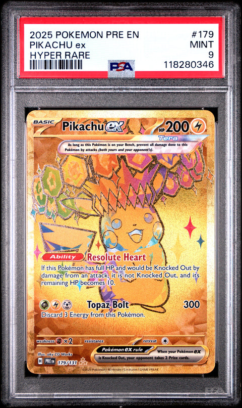 2025 Pokemon Pre En-Prismatic Evolutions Pikachu Ex #179 PSA 9