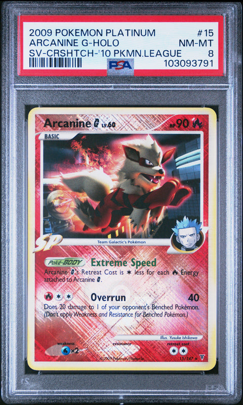 2009 Pokemon Platinum Supreme Victors Arcanine G-Holo #15 PSA 8