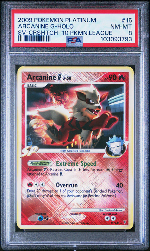 2009 Pokemon Platinum Supreme Victors Arcanine G-Holo #15 PSA 8