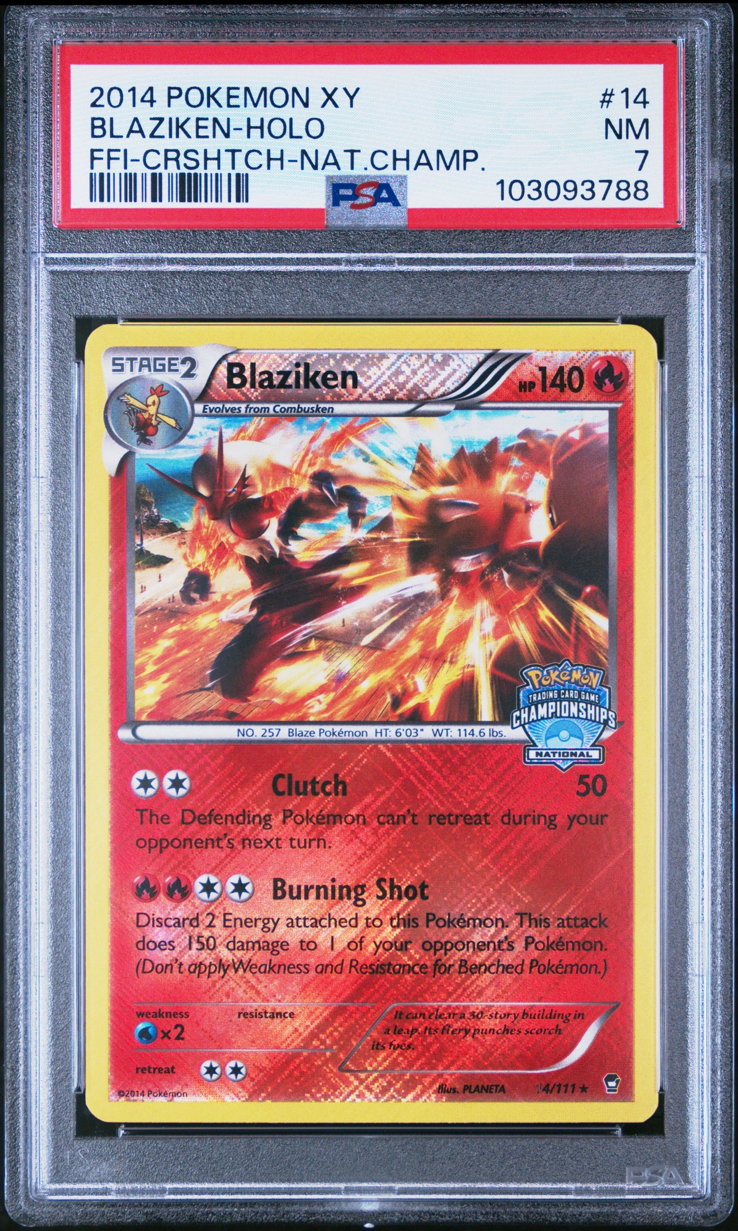 2014 Pokemon Xy Furious Fists Blaziken-Holo #14 PSA 7