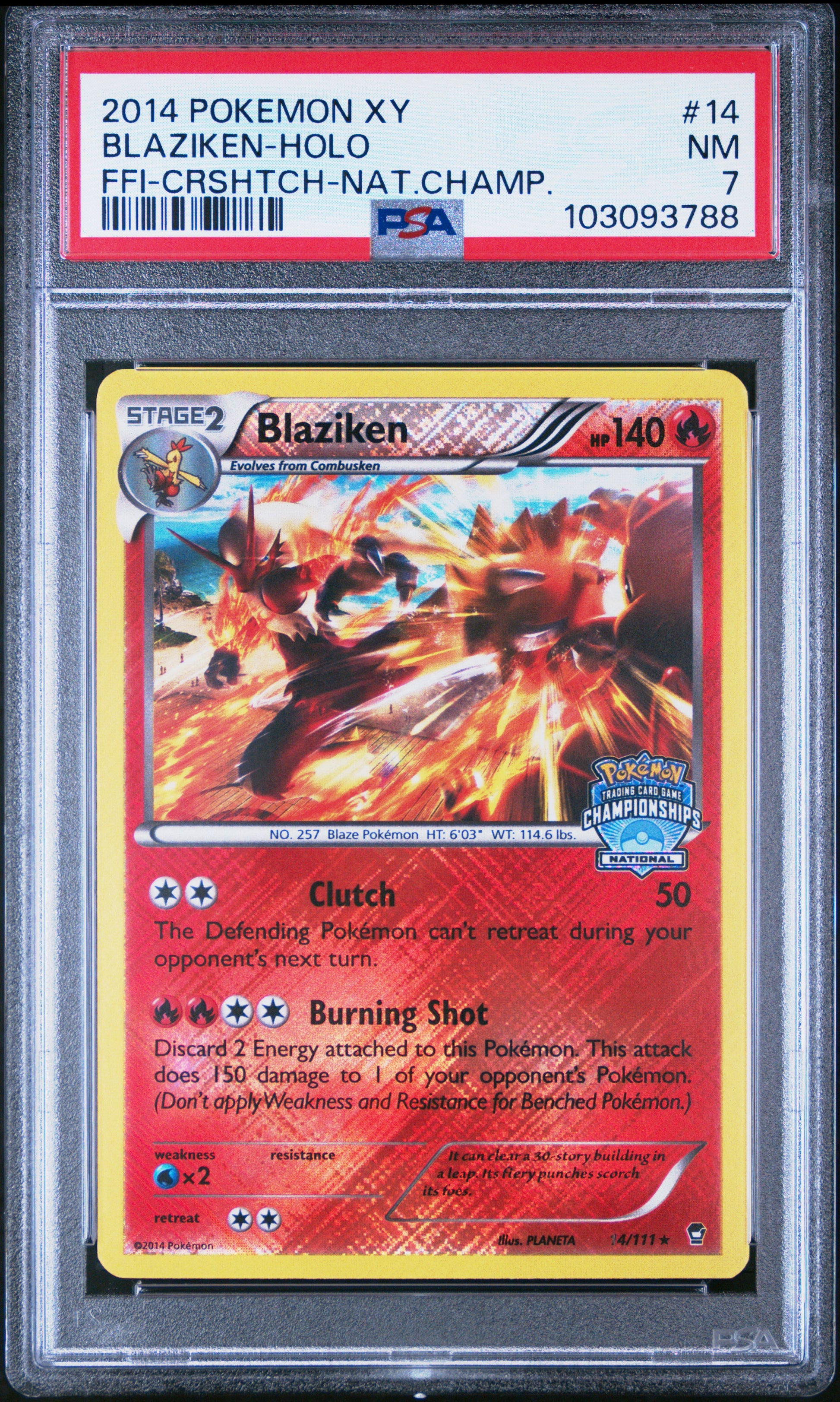 2014 Pokemon Xy Furious Fists Blaziken-Holo #14 PSA 7
