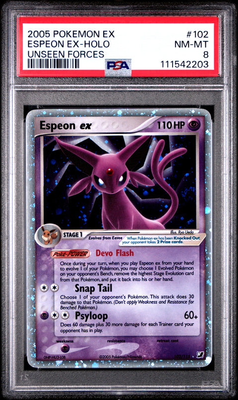 2005 Pokemon Ex Unseen Forces Espeon Ex-Holo #102 PSA 8