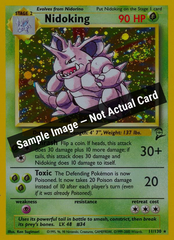 Pokemon,Base Set 2,Nidoking - 011/130,Holofoil,Lightly Played — Sample Image, Not Actual Card