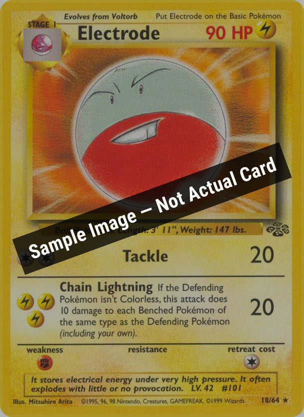 Pokemon,Jungle,Electrode (18) - 18/64,1st Edition,Lightly Played — Sample Image, Not Actual Card