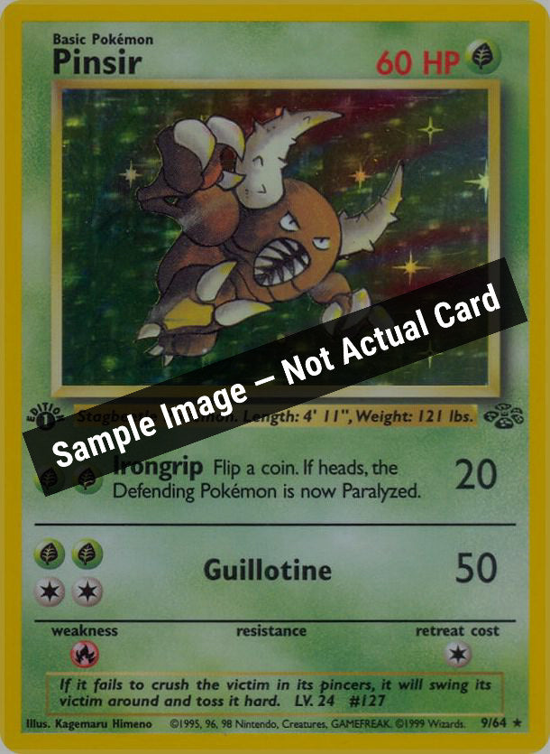 Pokemon,Jungle,Pinsir (9) - 09/64,Unlimited Holofoil,Lightly Played — Sample Image, Not Actual Card