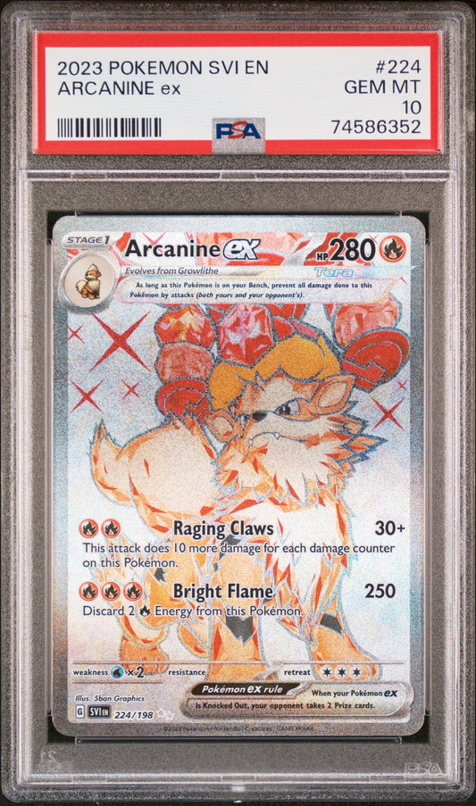 2023 POKEMON SVI EN-SCARLET & VIOLET ARCANINE ex #224 ULTRA RARE PSA 10