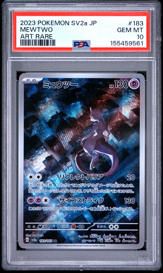 2023 POKEMON JAPANESE SV2a-POKEMON CARD 151 MEWTWO #183 ART RARE PSA 10