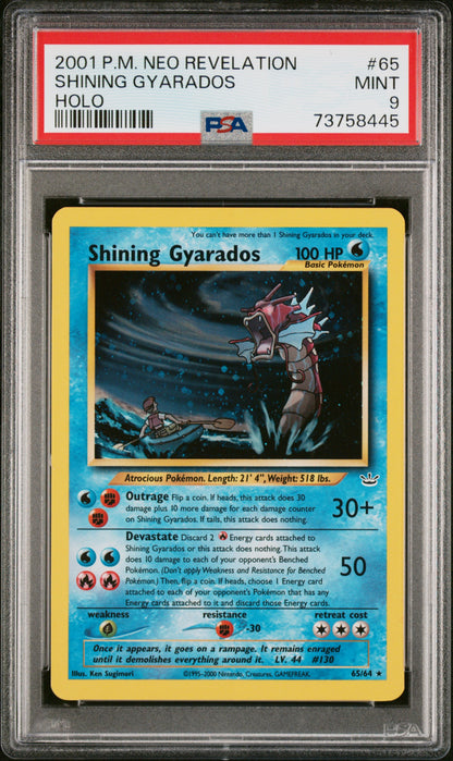 2001 POKEMON NEO REVELATION SHINING GYARADOS-HOLO #65 PSA 9