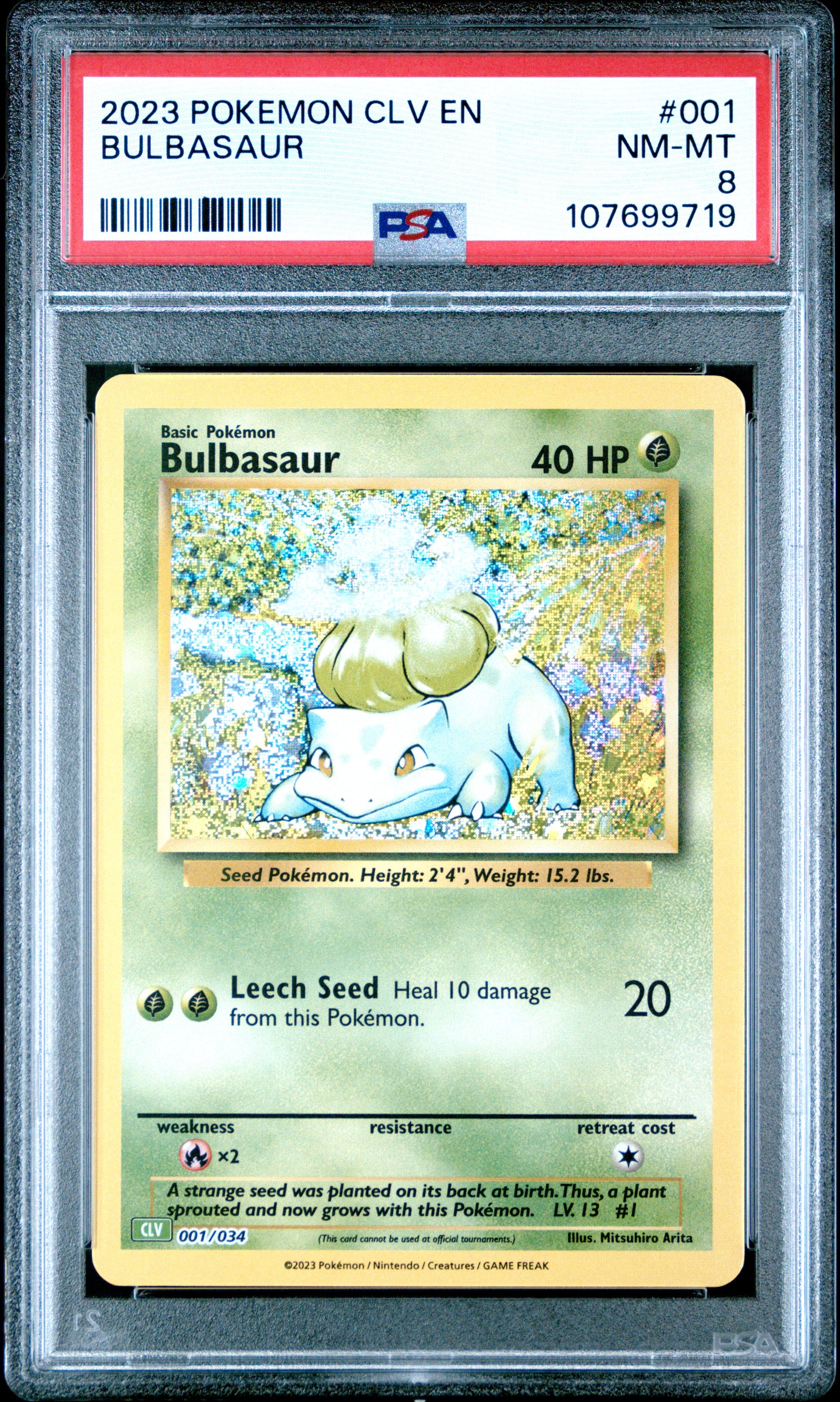 2023 Pokemon Clv-TCG Classic Venusaur & Lugia Ex Deck #001 Bulbasaur PSA 8