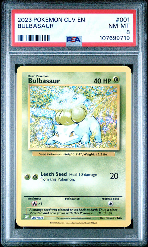 2023 Pokemon Clv-TCG Classic Venusaur & Lugia Ex Deck #001 Bulbasaur PSA 8