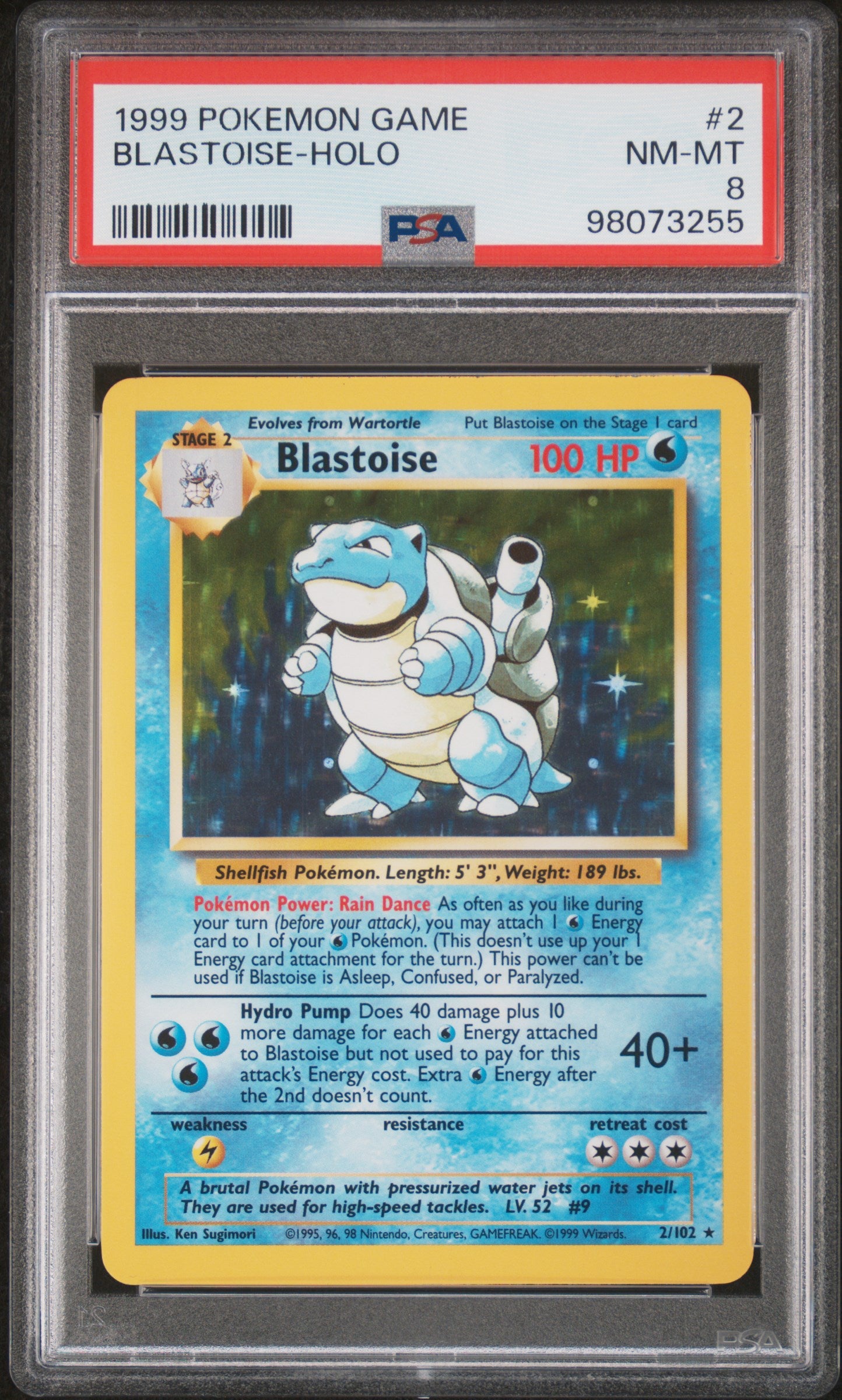 1999 Pokemon Game #2 Blastoise-Holo PSA 8