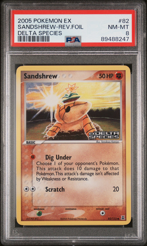 2005 Pokemon Ex Delta Species #82 Sandshrew-Rev.Foil Delta Species PSA 8