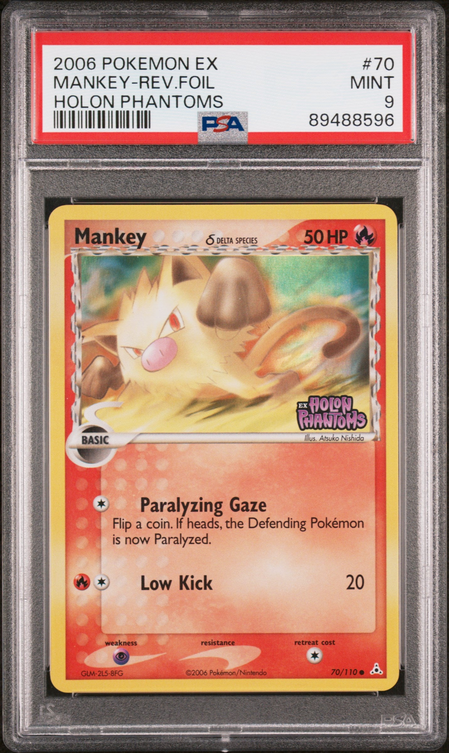 2006 Pokemon Ex Holon Phantoms #70 Mankey-Rev.Foil Holon Phantoms PSA 9