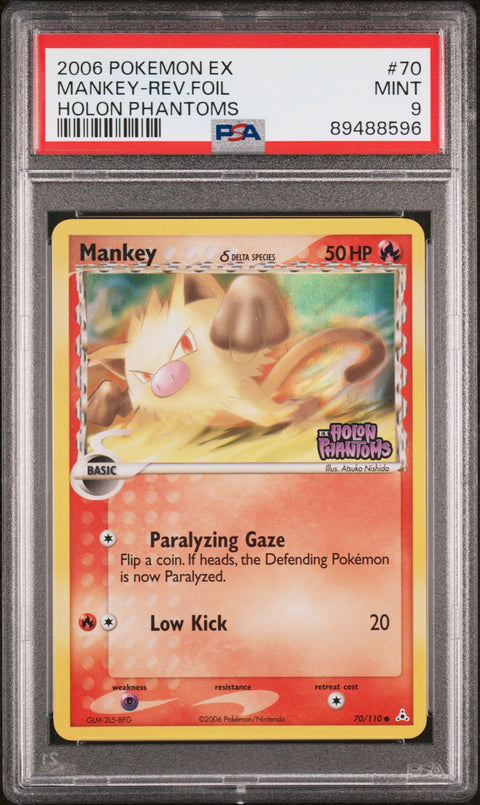 2006 Pokemon Ex Holon Phantoms #70 Mankey-Rev.Foil Holon Phantoms PSA 9