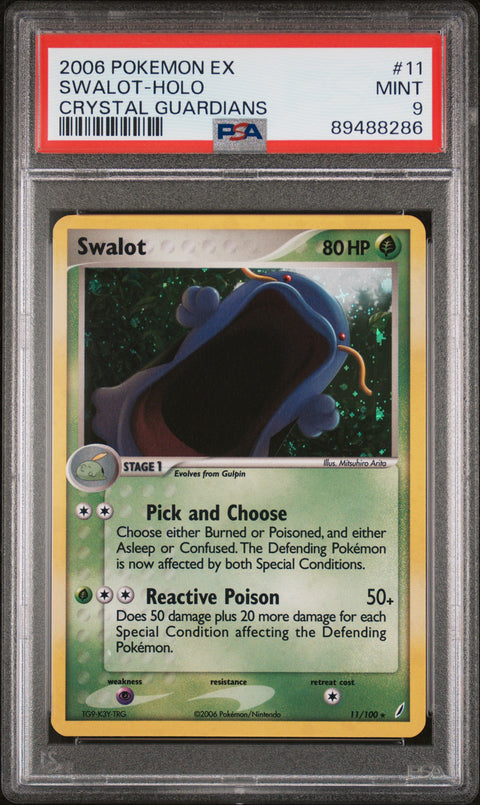 2006 Pokemon Ex Crystal Guardians #11 Swalot-Holo Crystal Guardians PSA 9