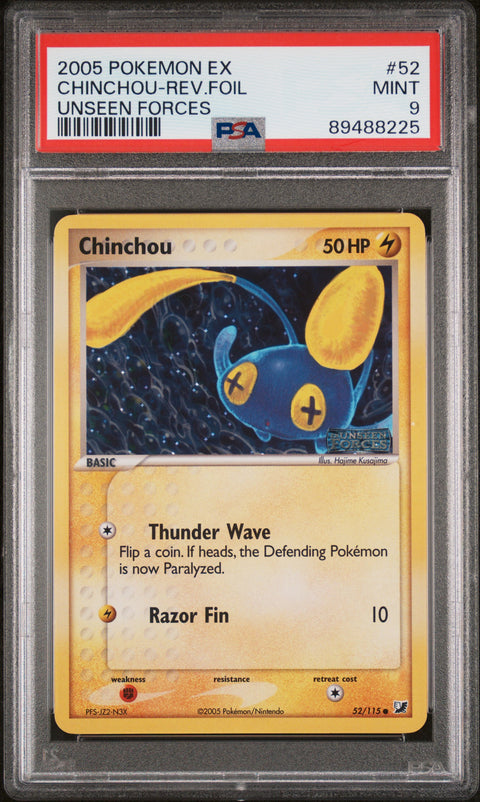 2005 Pokemon Ex Unseen Forces #52 Chinchou-Rev.Foil Unseen Forces PSA 9