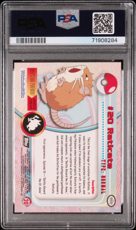 1999 Topps Pokemon Tv #20 Raticate Foil PSA 8