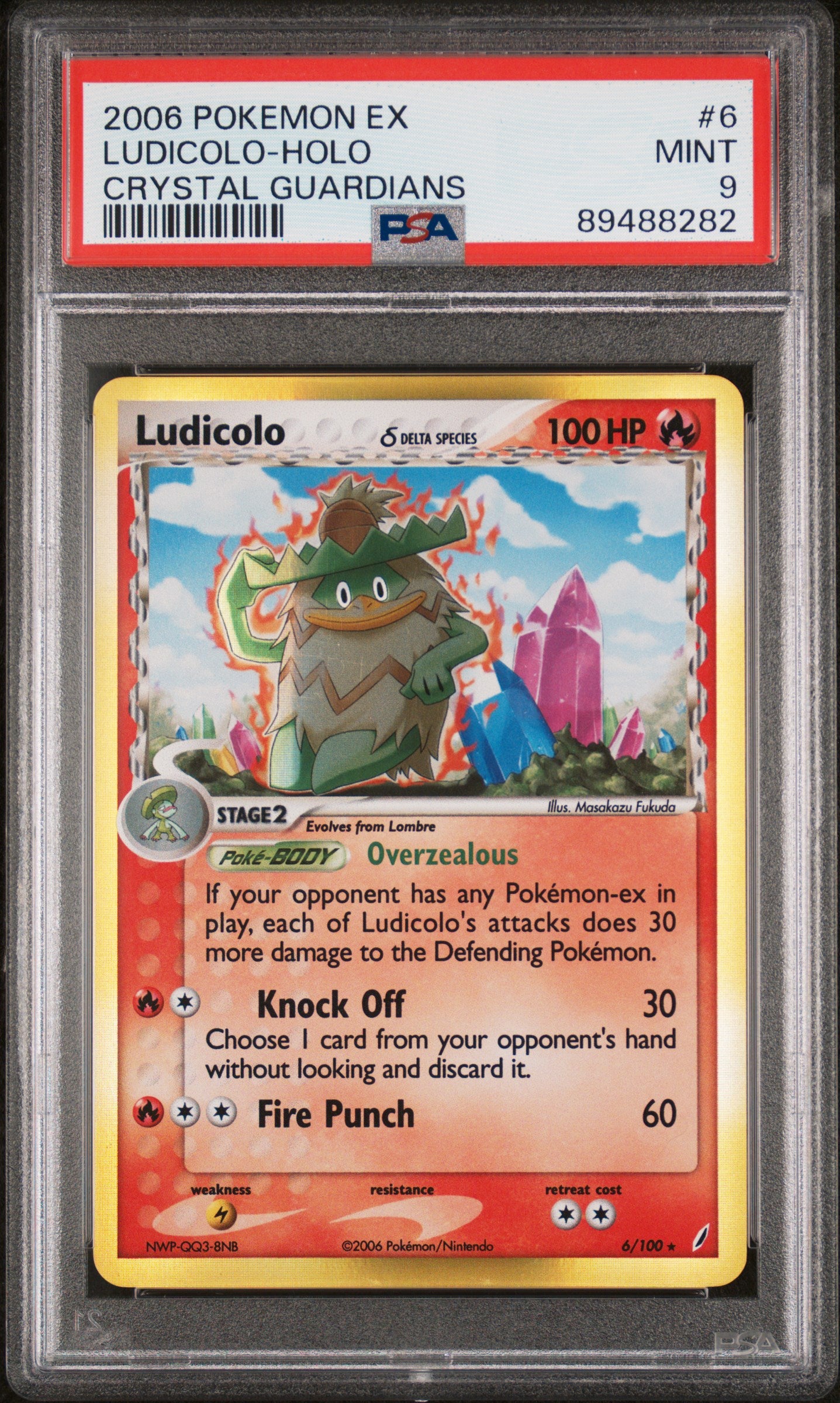 2006 Pokemon Ex Crystal Guardians #6 Ludicolo-Holo Crystal Guardians PSA 9