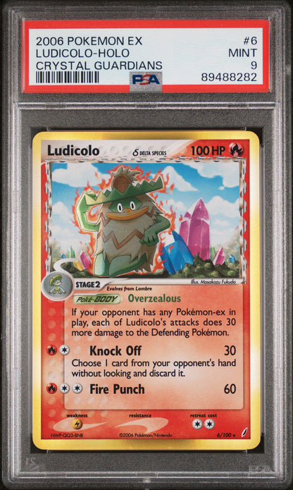 2006 Pokemon Ex Crystal Guardians #6 Ludicolo-Holo Crystal Guardians PSA 9