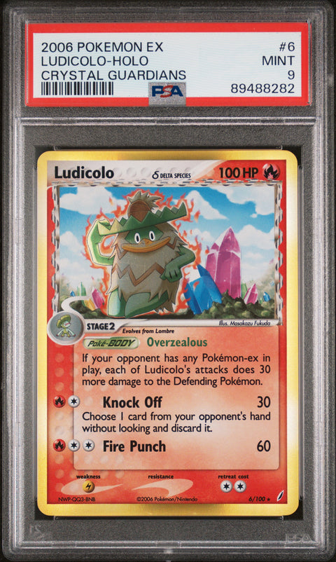 2006 Pokemon Ex Crystal Guardians #6 Ludicolo-Holo Crystal Guardians PSA 9