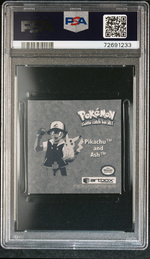 1999 Pokemon Stickers Series 1 Bonus Prism Stickers #PR11 Pikachu & Ash PSA 8
