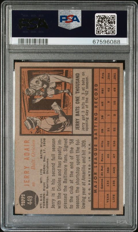 1962 Topps #449 Jerry Adair PSA 5.5 67596088